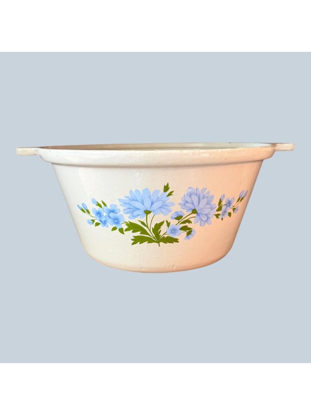 Vintage Cast Iron Handled Enameled MCM Cottagecore Dutch Oven Pot